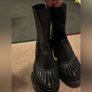 Cutout Vamp Platform Ankle Boots Black